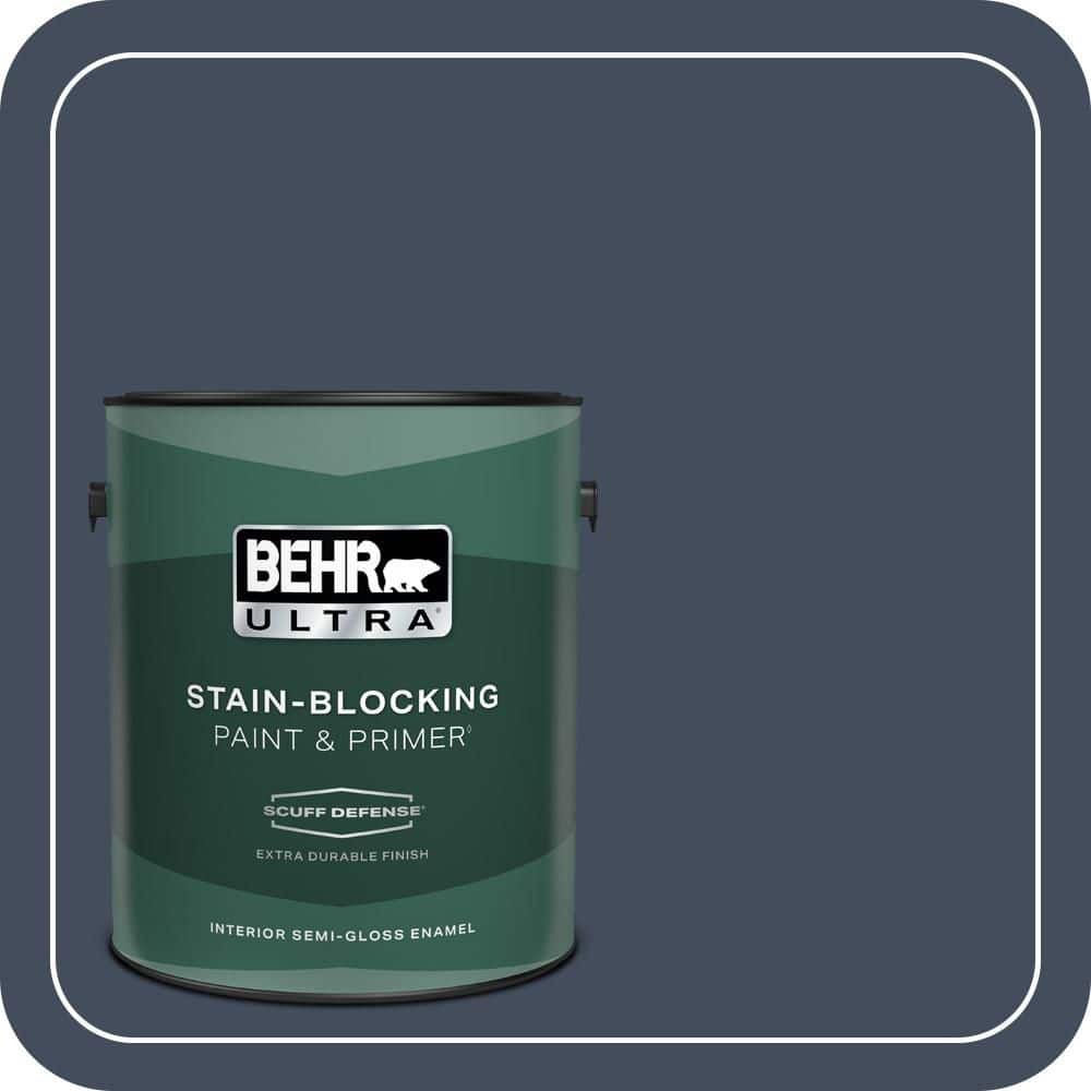 BEHR ULTRA 1 gal. #S520-7 Night Flight Extra Durable Semi-Gloss Enamel Interior Paint & Primer