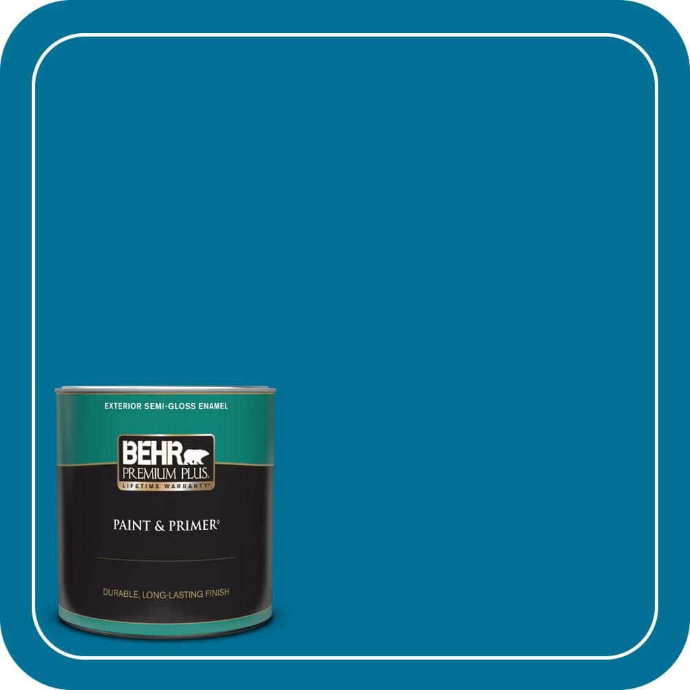 BEHR PREMIUM PLUS 1 qt. #S-G-530 Glacier Lake Semi-Gloss Enamel Exterior Paint & Primer