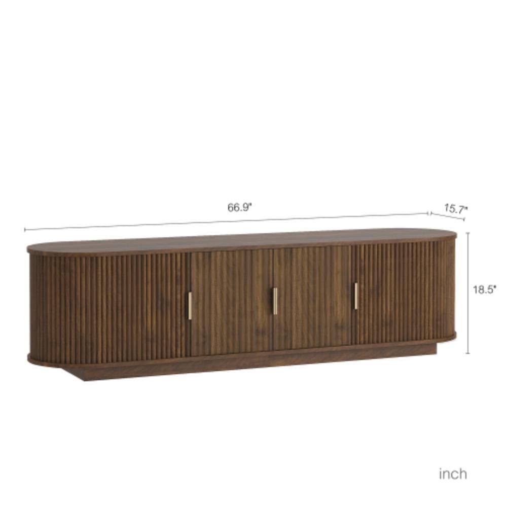 Unbranded 66.93 in. W x 15.75 in. D x 18.5 in. H Bathroom Brown Linen Cabinet (2)