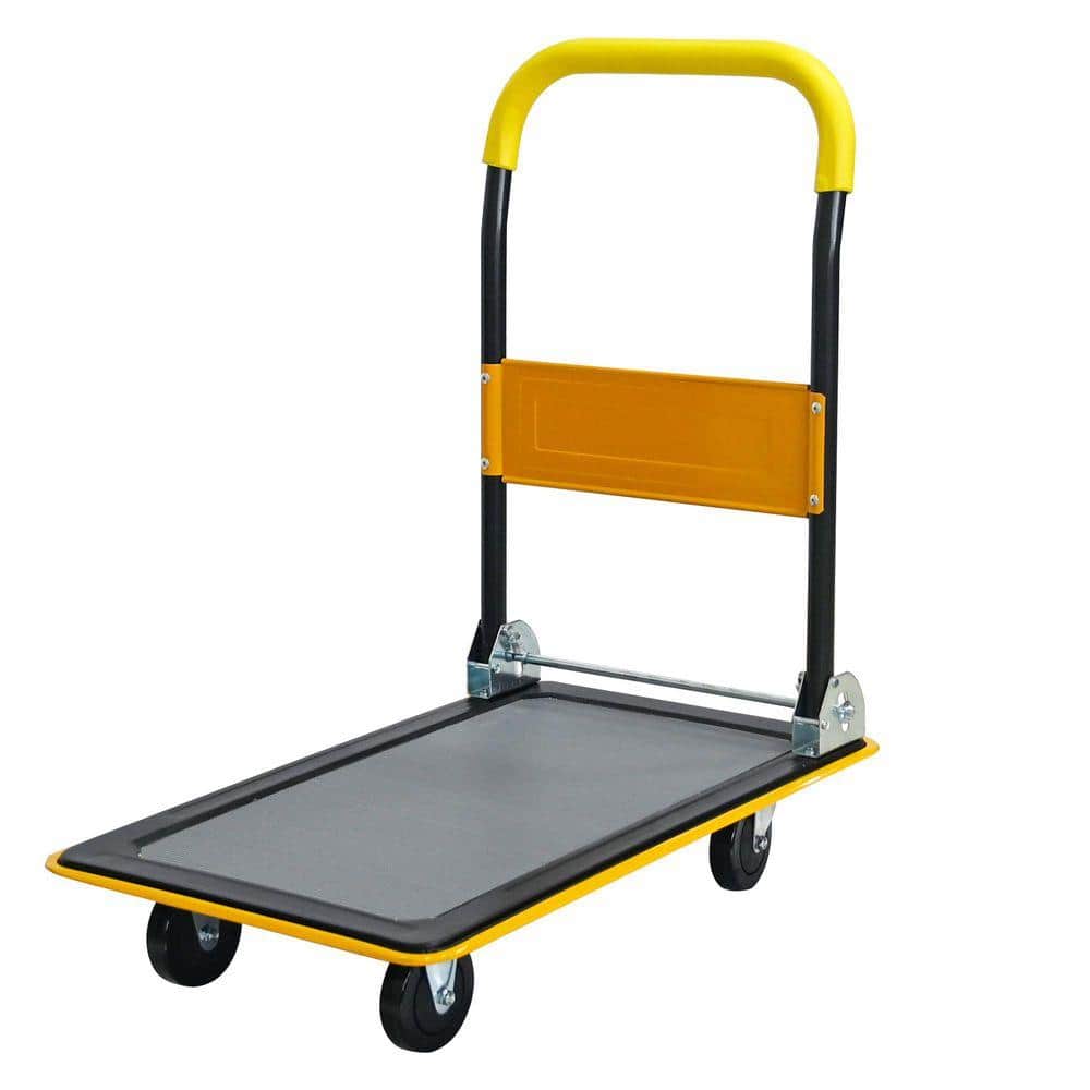 Huluwat Yellow 330 lb. Capacity Platform Hand Truck with 2-360° Swivel Wheels