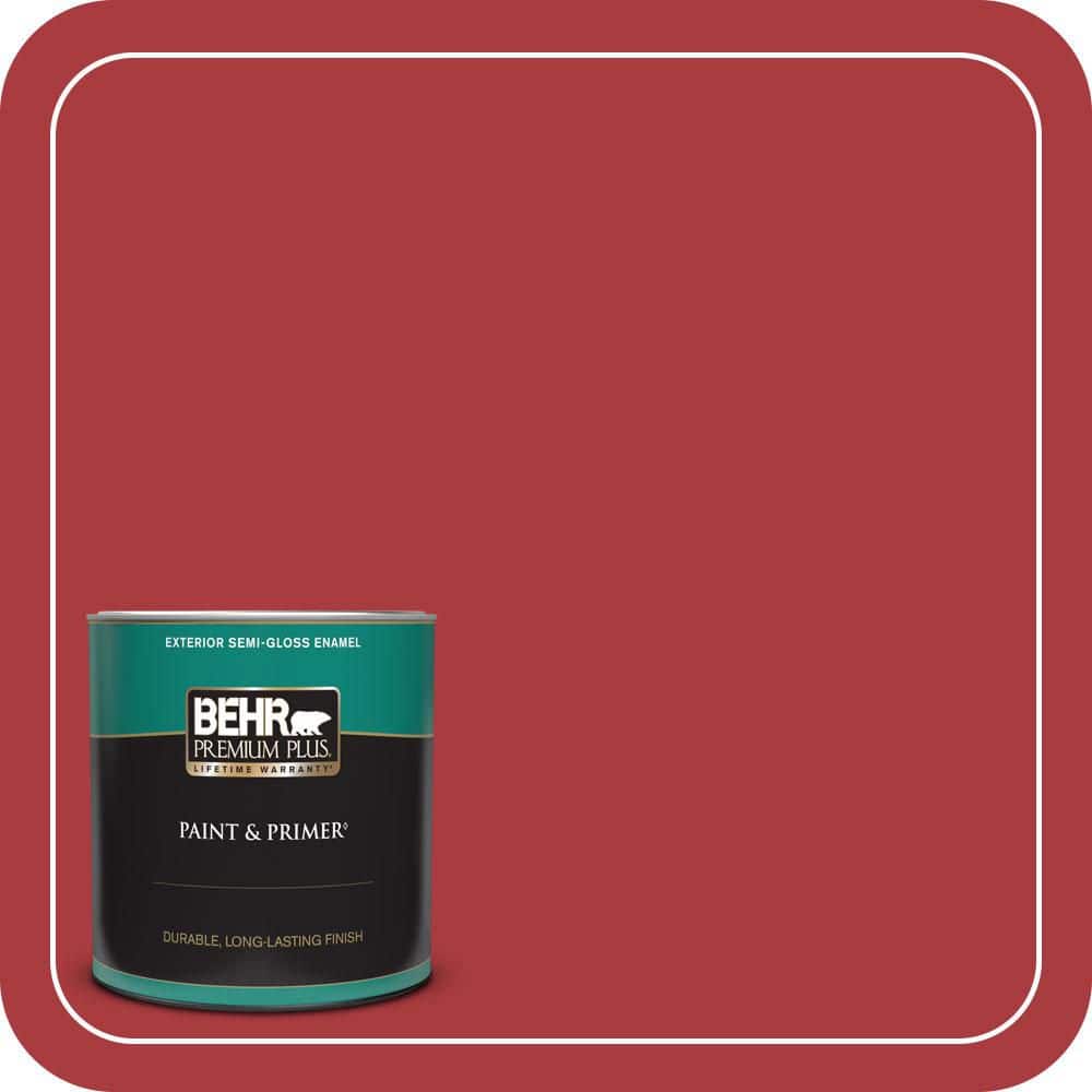 BEHR PREMIUM PLUS 1 qt. #S-G-160 California Poppy Semi-Gloss Enamel Exterior Paint & Primer
