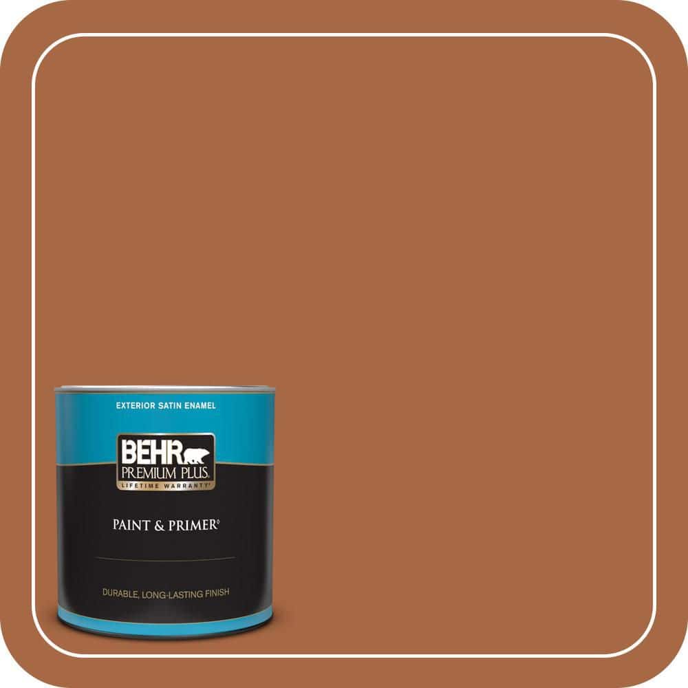 BEHR PREMIUM PLUS 1 qt. #PPU3-16 Maple Glaze Satin Enamel Exterior Paint & Primer