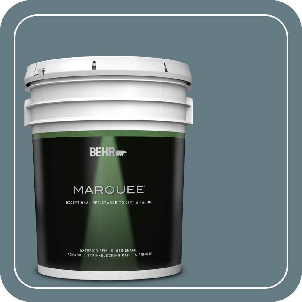 BEHR MARQUEE 5 gal. #540F-5 Smokey Blue Semi-Gloss Enamel Exterior Paint & Primer