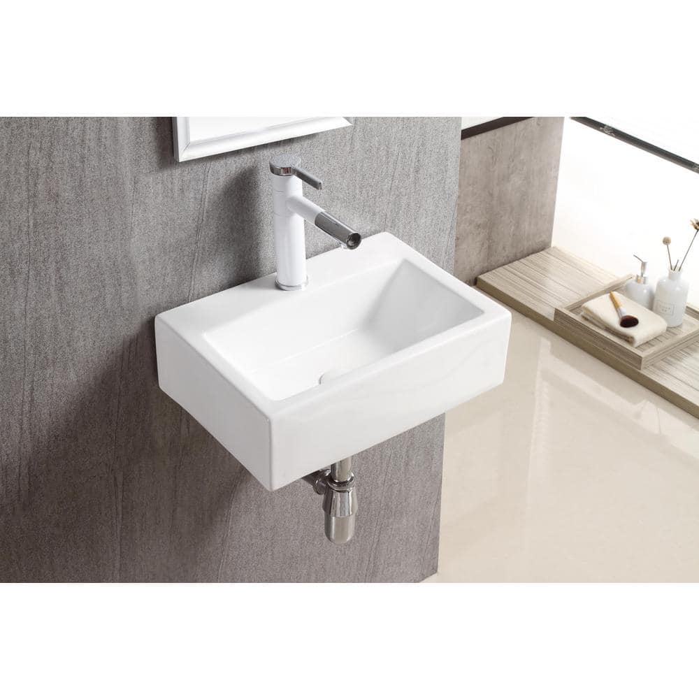 Elanti Wall-Mounted Rectangle Bathroom Sink in White (2)