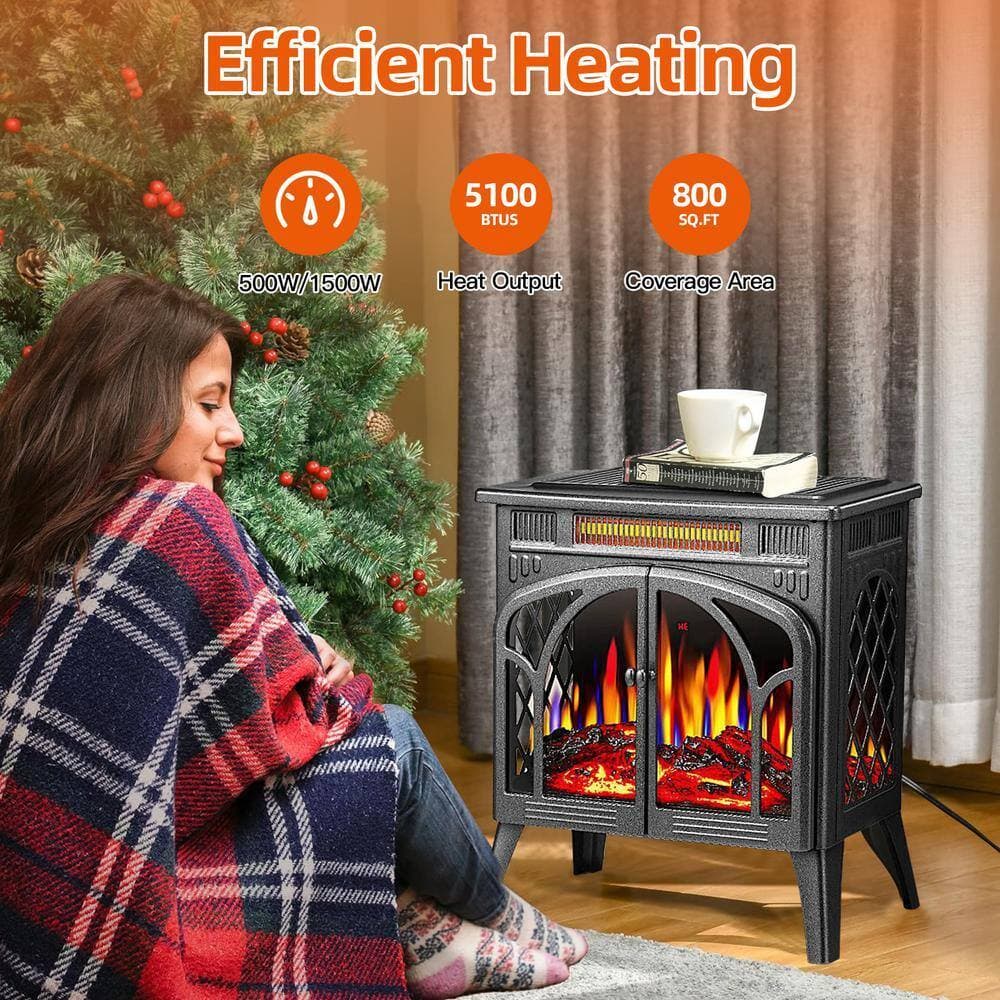 Edendirect 23.46 in. Freestanding Electric Fireplace Heater, Adjustable Brightness and Heating Mode, Overheating Safe Design, Gray (2)