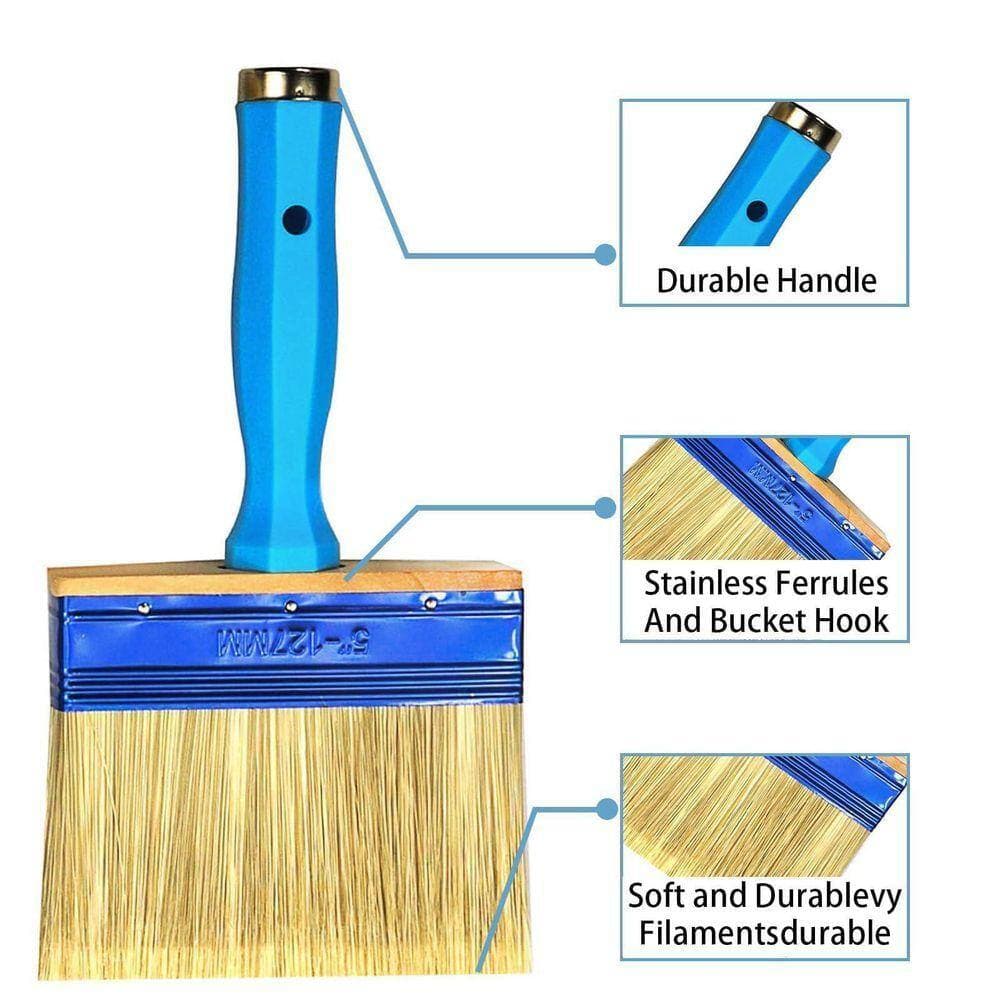 Angel Sar 4" 5" 6" 3 Pack Thick Paint Brushes for Faster Coverage Compatible, Stain Brushes for Wood Deck Walls Fence and House (3)