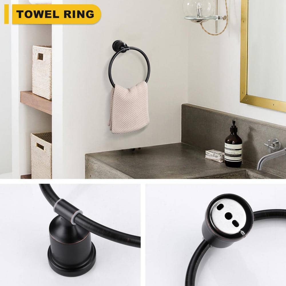 AVITAS Bath Hardware Set with Toilet Paper Holder, Towel Ring, Towel Hook Stainless Steel Oil Rubbed Brozne (3)