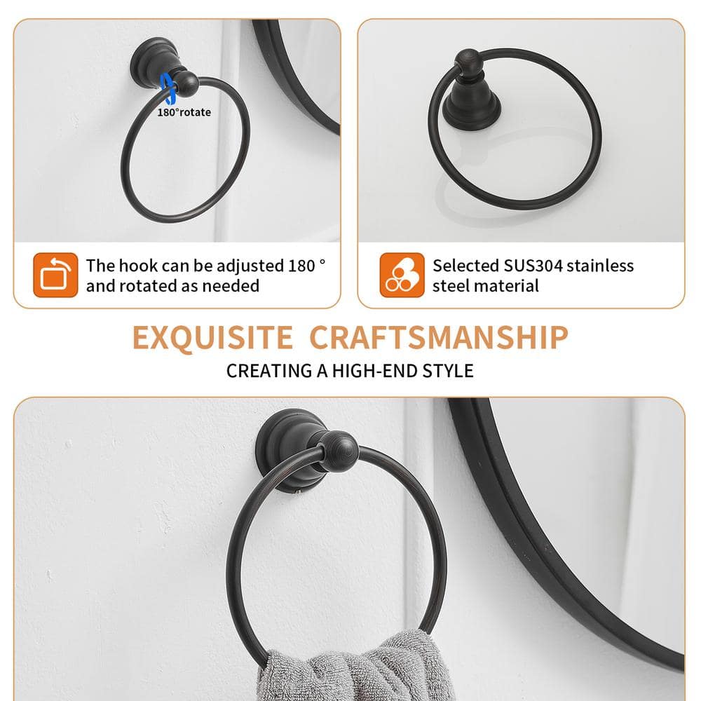 BWE Traditional Wall Mounted Towel Ring Bathroom Accessories Hardware in Oil Rubbed Bronze (3)