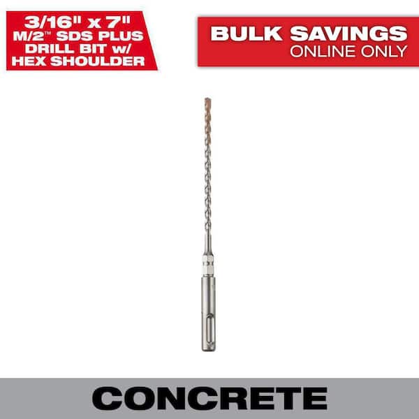 Milwaukee 3/16 in. x 7 in. 2-Cutter SDS-PLUS Carbide Drill Bit with 1/4 in. Hex Shoulder (2)