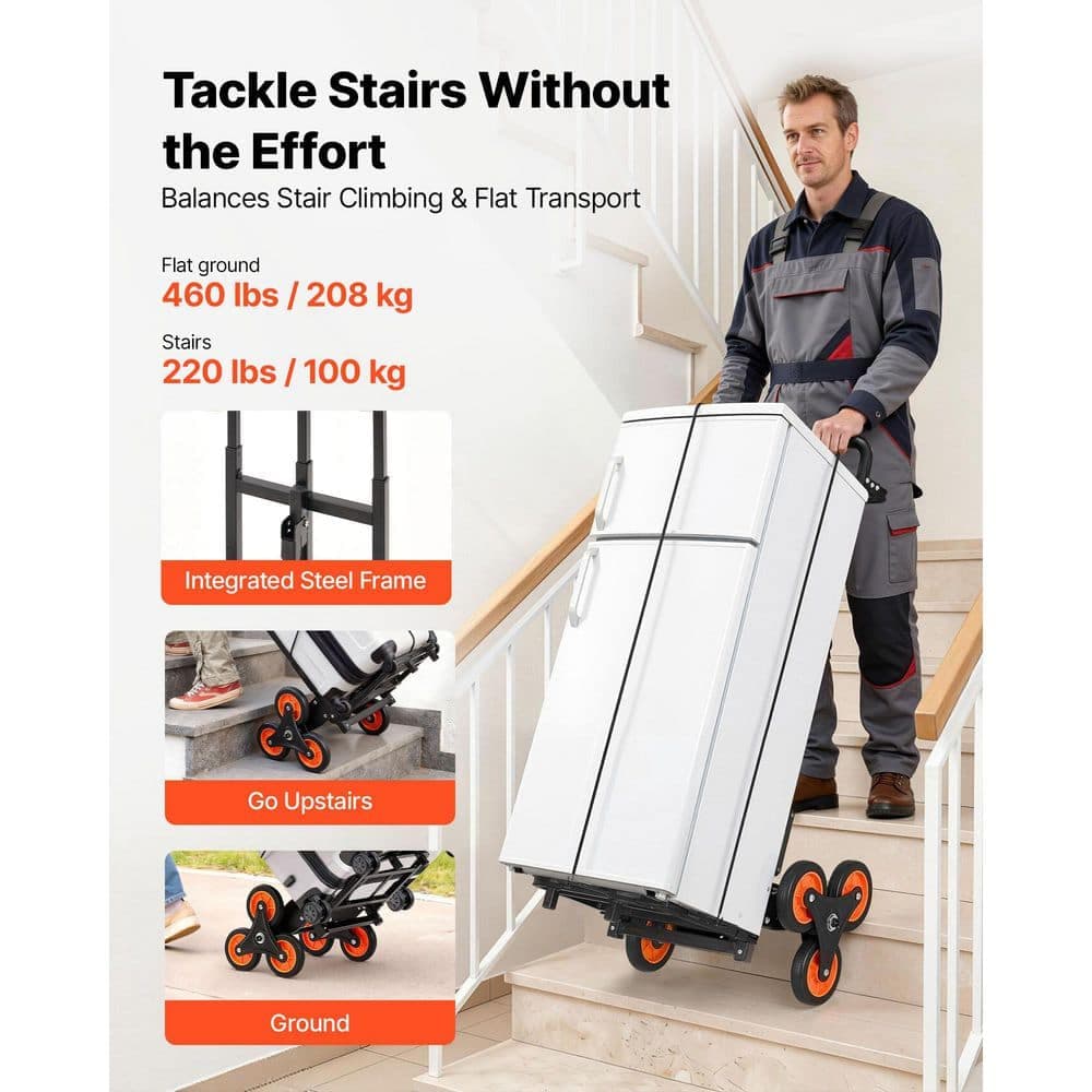 VEVOR Stair Climbing Cart, 460 lbs. Stair-Climbing Capacity, Heavy-Duty Folding Trolley, Telescoping Handle, Hand Truck (2)