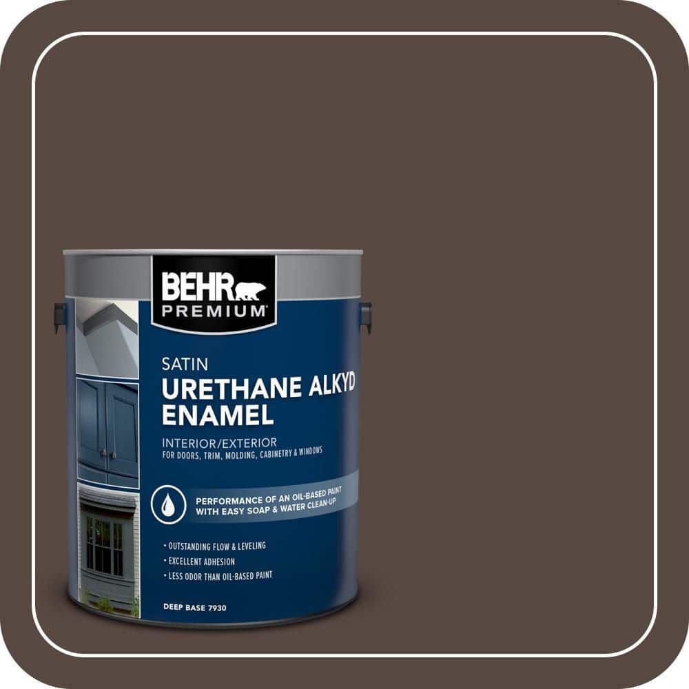 BEHR PREMIUM 1 gal. #780B-7 Bison Brown Urethane Alkyd Satin Enamel Interior/Exterior Paint