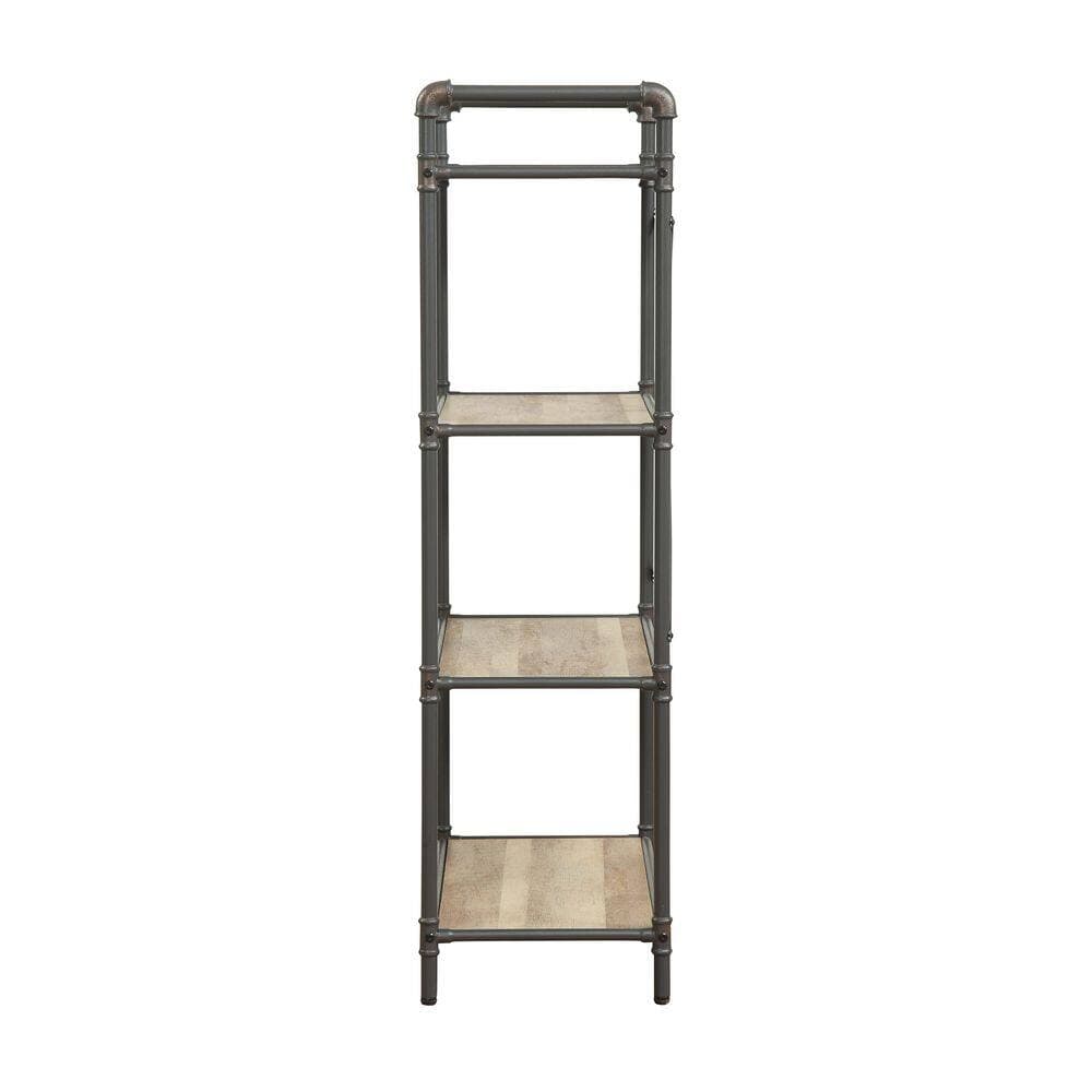 Tahanbath 26 in. W x 14 in. D x 49 in. H Gray Wood Freestanding Linen Cabinet w/4-Shelves for Storage in Gray (2)