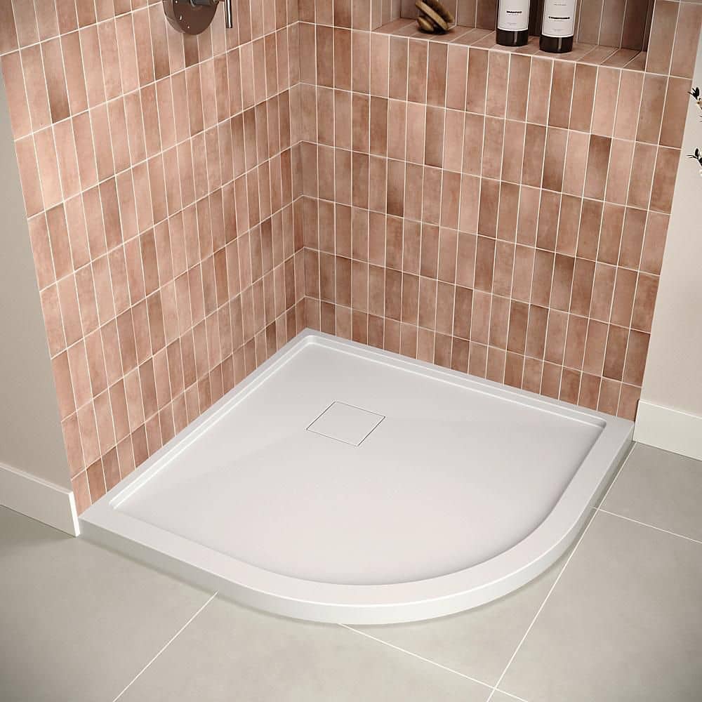 Streamline DT-2221-97 38 in. x 38 in. Round Corner PP Shower Pan Base in Glossy White with Center Drain, Drain Included (3)