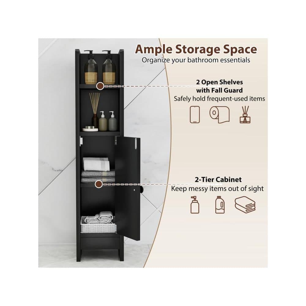 Boyel Living 7 in. W 8 in. D 31.5 in. H Wood Storage Freestanding Linen Cabinet with Adjustable Shelf (3)