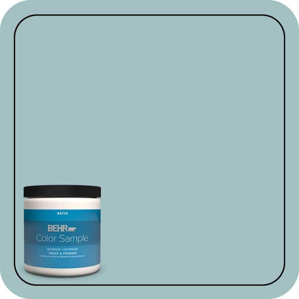 BEHR PREMIUM PLUS 8 oz. #S440-3 Aspiring Blue Satin Enamel Interior/Exterior Paint & Primer Color Sample (2)