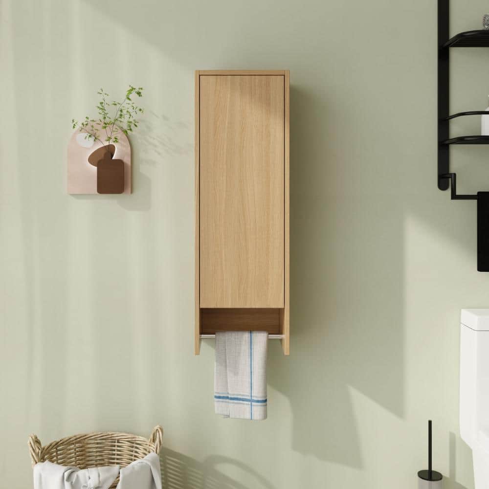 Malwee 12 in. Unassembled Plywood Bathroom Storage Wall Cabinet in Light Oak