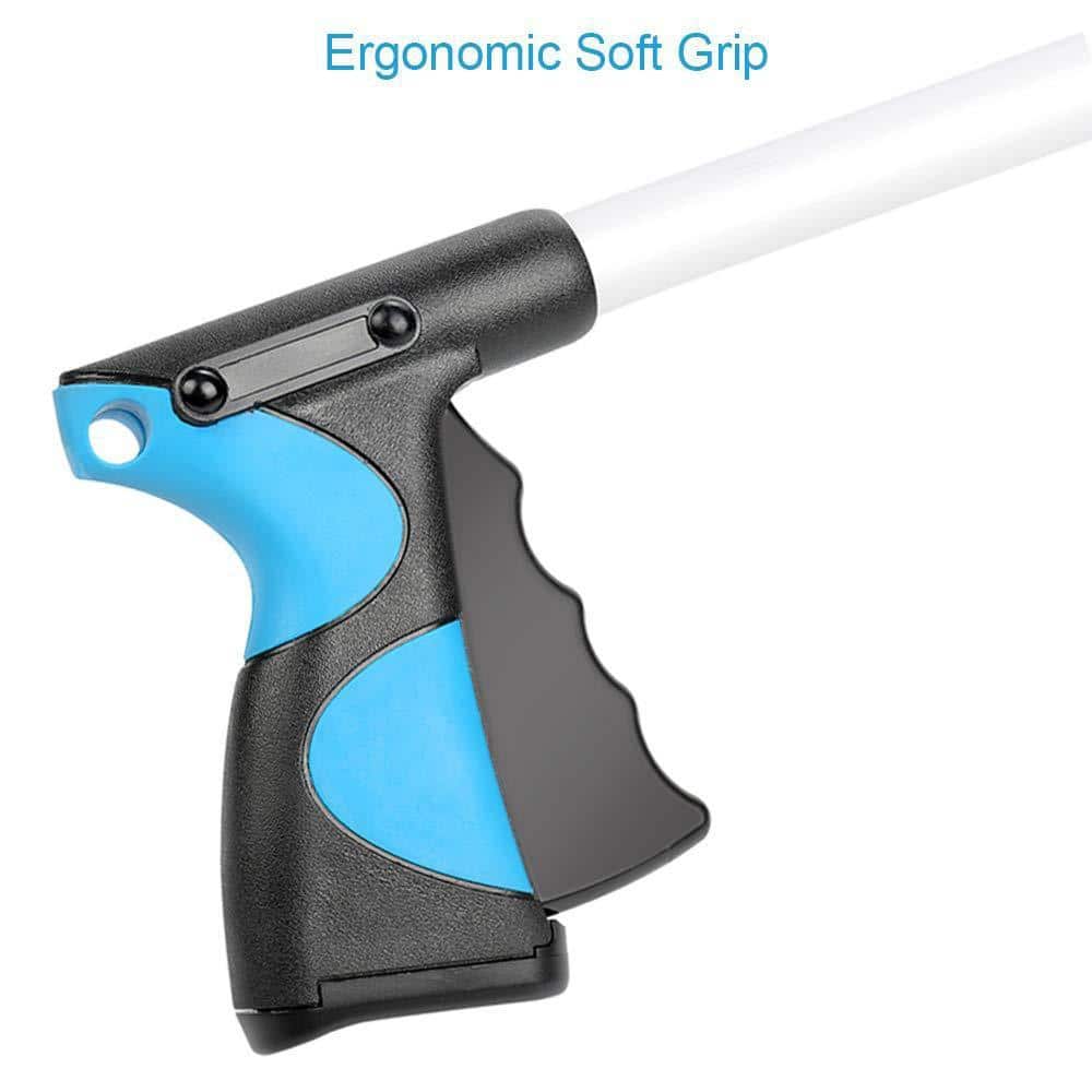 Justincity Foldable 32 in. Arm Extension Reacher Tool Rotating Trash Claw Litter Picker Grabber Blue for Easy Pick Up (3)