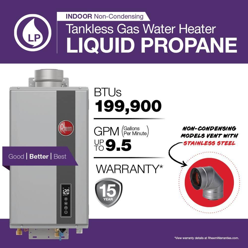 Rheem Performance Plus 9.5 GPM Smart Non-Condensing Indoor Liquid Propane Tankless Water Heater (2)