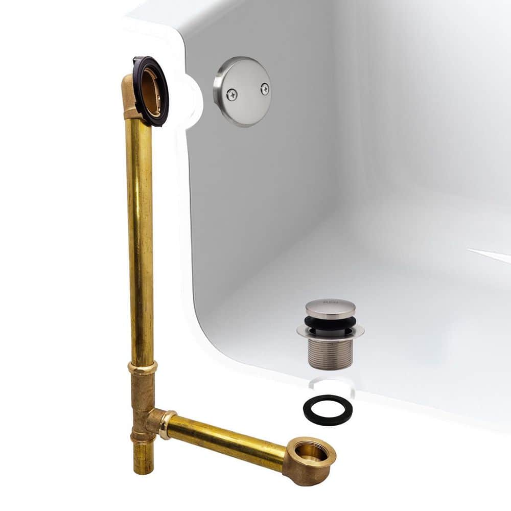 Westbrass 22 in. 17 Gauge Brass Tip-Toe Drain Waste and Overflow (1)