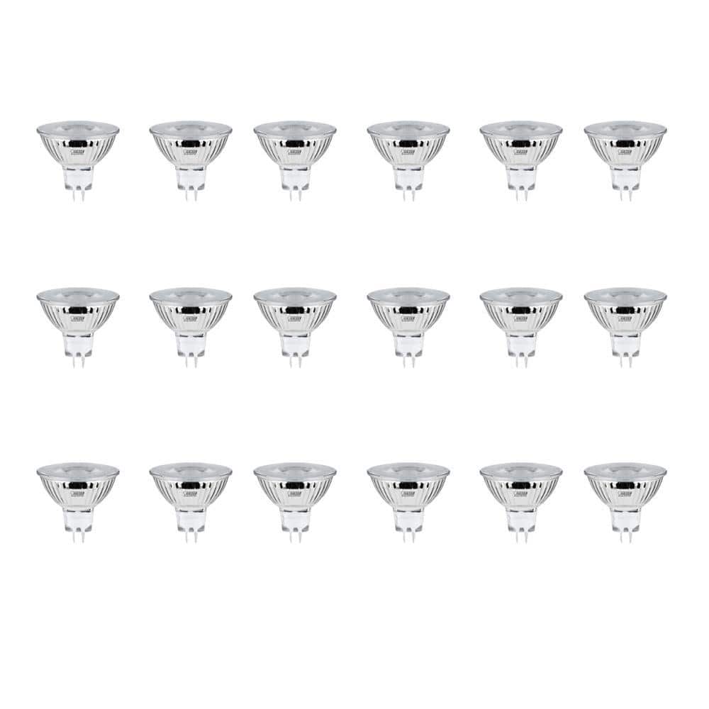 Feit Electric 35W Equivalent MR16 GU5.3 Bi-Pin Dimmable 12-Volt Track Lighting 90+ CRI LED Flood Light Bulb, Bright White (18-Pack)