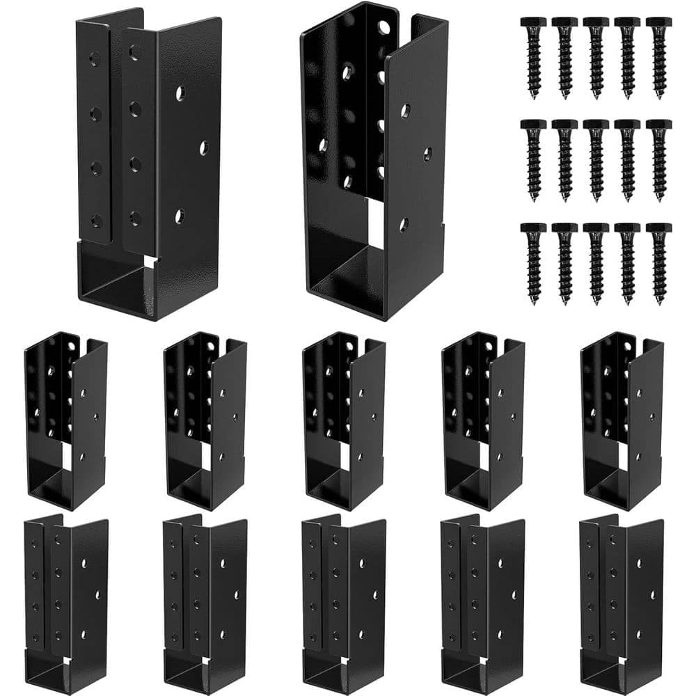 Afoxsos 2 x 6 Outdoor Concealed-Flange Joist Bracket with Screws Q235B Steel Powder Coated Mount 12-Pack (1)