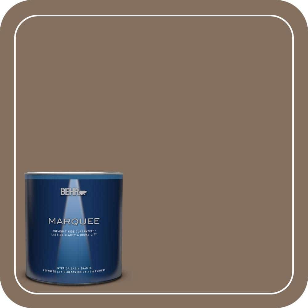 BEHR MARQUEE 1 qt. #N230-6 Whiskey Barrel One-Coat Hide Satin Enamel Interior Paint & Primer