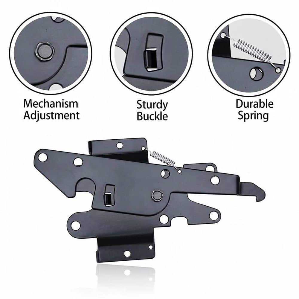 Unbranded Automatic Self-Closing Steel Gate Latch Powder-Coated Black for Wooden Vinyl Fence Pool Garden Outdoor W/Mounting Screws (3)