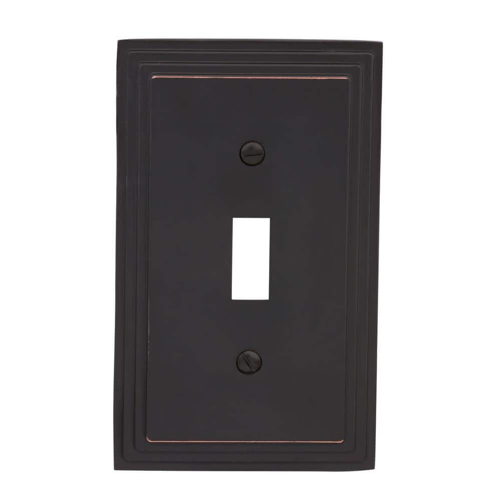 Hampton Bay Tiered 1 Gang Toggle Metal Wall Plate - Aged Bronze (3)