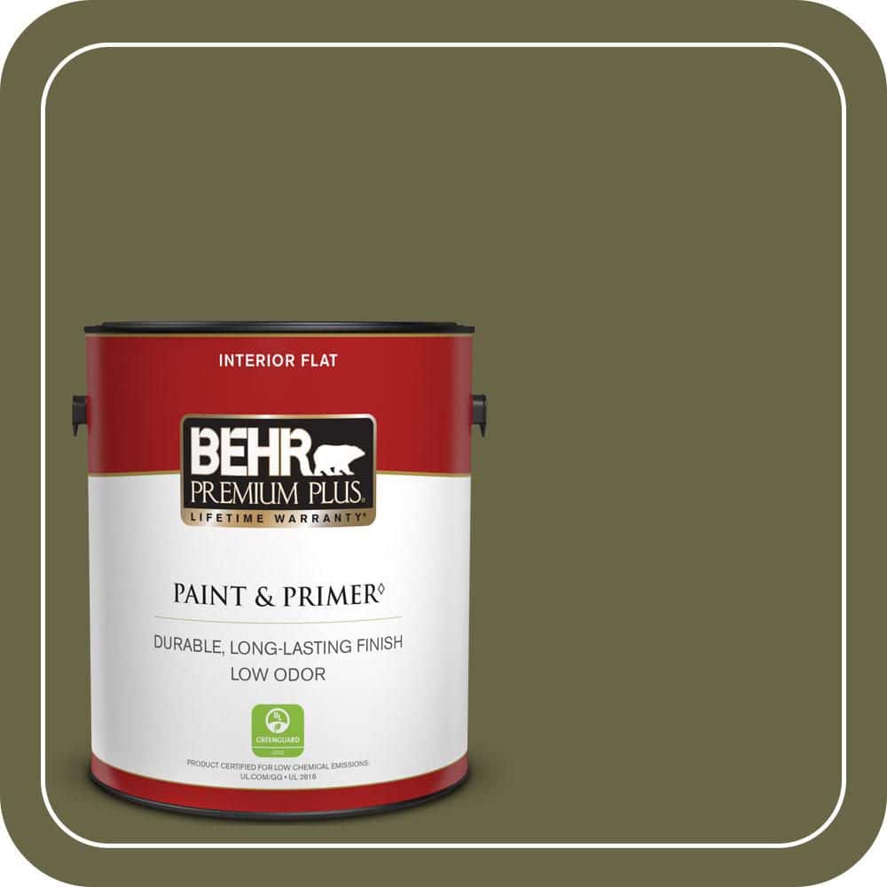 BEHR PREMIUM PLUS 1 gal. #S350-7 Cedar Glen Flat Low Odor Interior Paint & Primer (1)