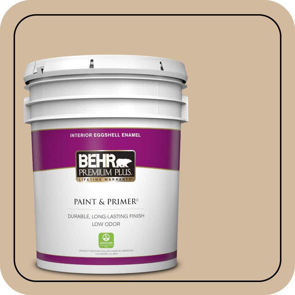 BEHR PREMIUM PLUS 5 gal. #S280-3 Practical Tan Eggshell Enamel Low Odor Interior Paint & Primer