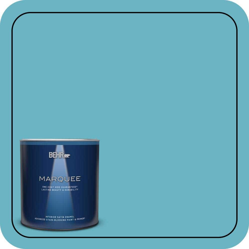BEHR MARQUEE 1 qt. #530D-5 Riverside Blue Satin Enamel Interior Paint & Primer