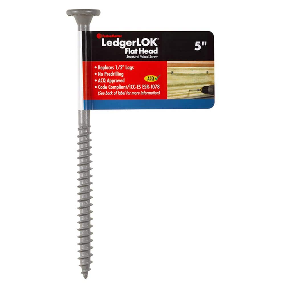 FastenMaster LedgerLOK Flat Head Structural Ledger Board Screws - 5 inch flat head wood screws - Gray (Single Fastener) (1)