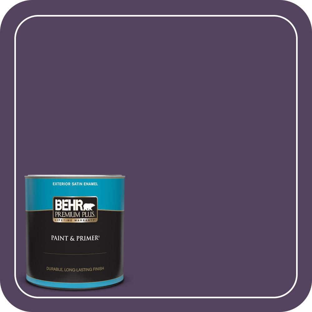 BEHR PREMIUM PLUS 1 qt. #S-H-670 Plum Satin Enamel Exterior Paint & Primer