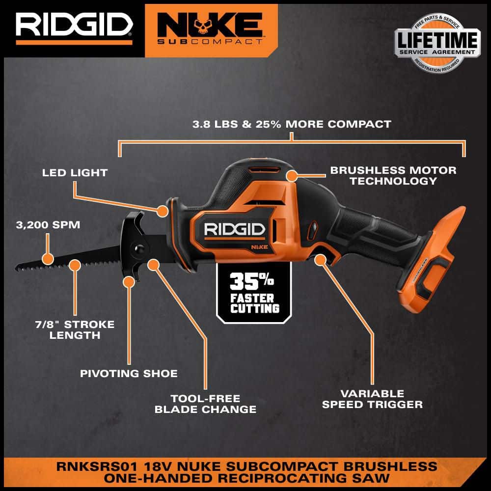 RIDGID 18V NUKE SubCompact Brushless Cordless One-Handed Reciprocating Saw (3)