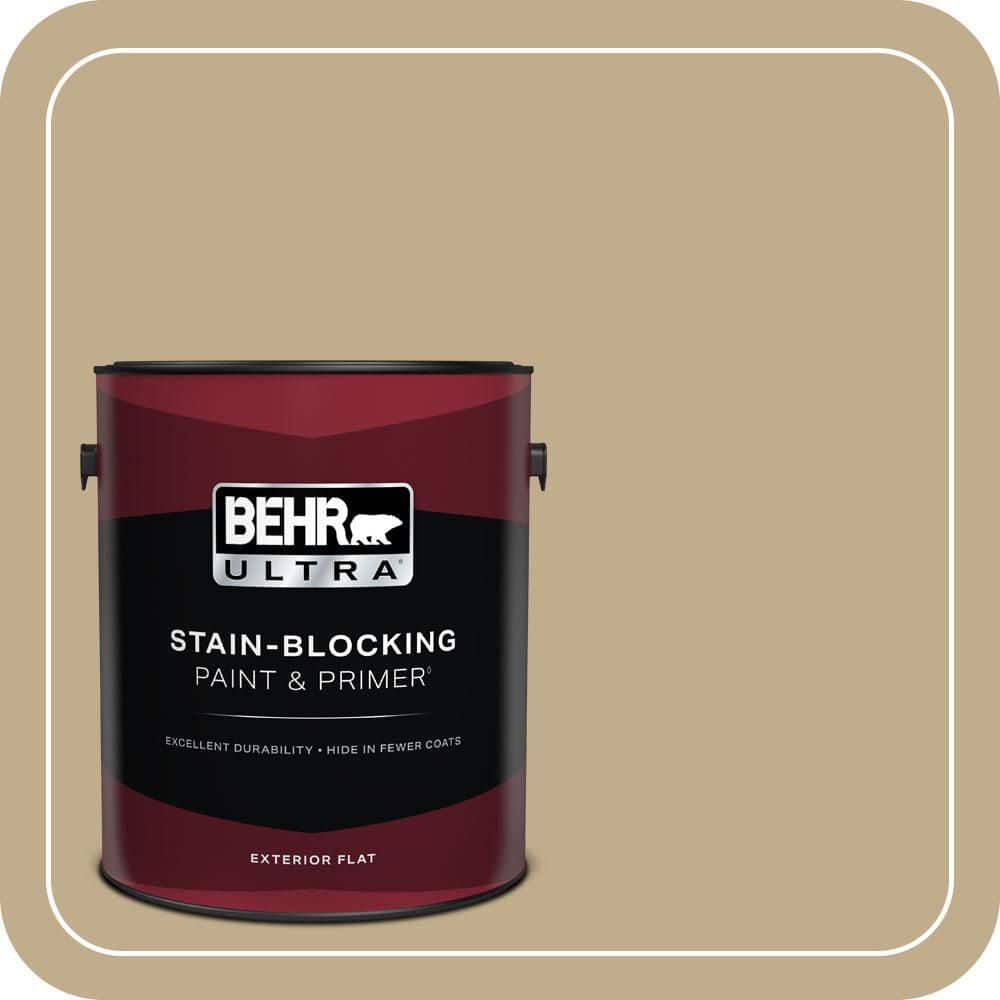 BEHR ULTRA 1 gal. #PPU7-21 Woven Straw Flat Exterior Paint & Primer