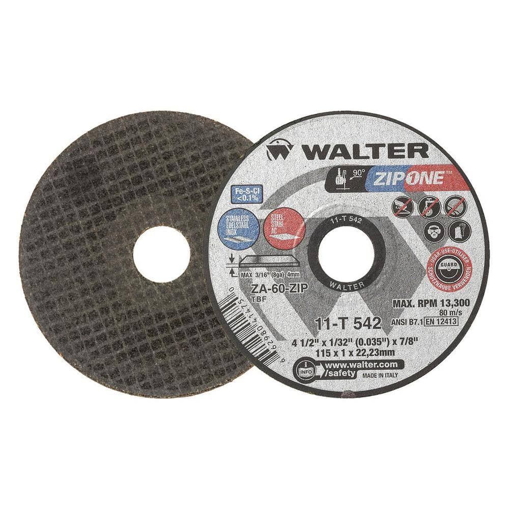 WALTER SURFACE TECHNOLOGIES Zip ONE 4.5 in. x 7/8 in. Arbor x 1/32 in. T1 High Performance Cut-Off Wheel (25-Pack)