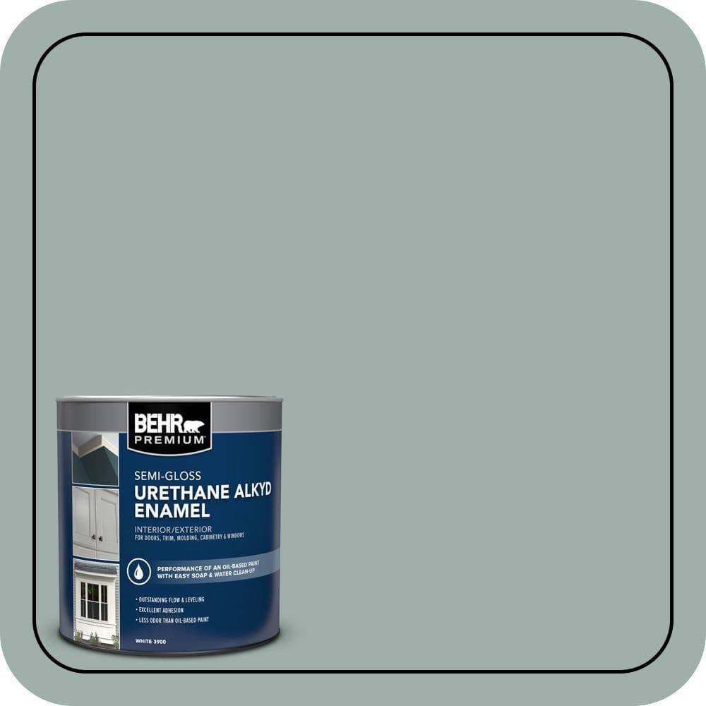 BEHR PREMIUM 1 qt. #490F-4 Gray Morning Semi-Gloss Enamel Urethane Alkyd Interior/Exterior Paint (1)