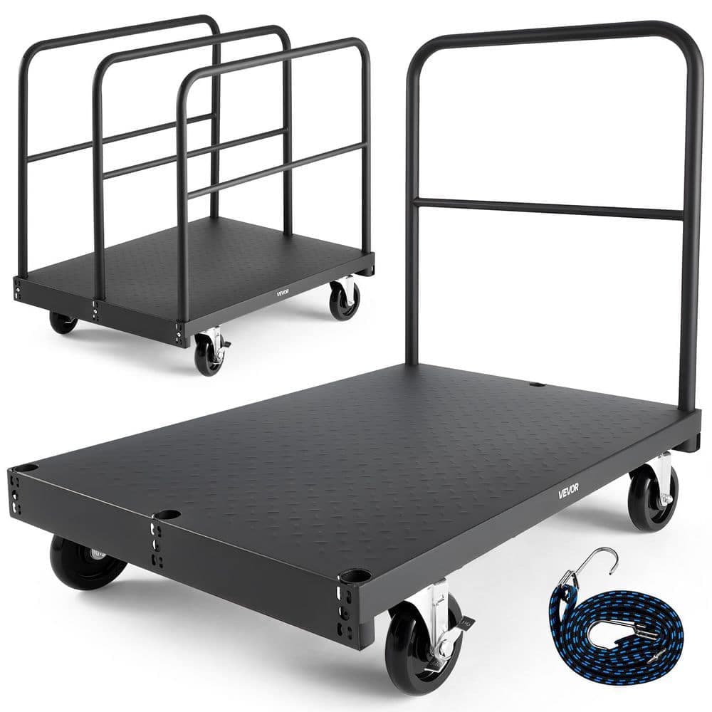 VEVOR Drywall Cart Dolly, 1800 lbs. Load Capacity, 2-in-1 Steel Panel Truck Cart, 36 x 24 in. Platform Truck, Black (1)