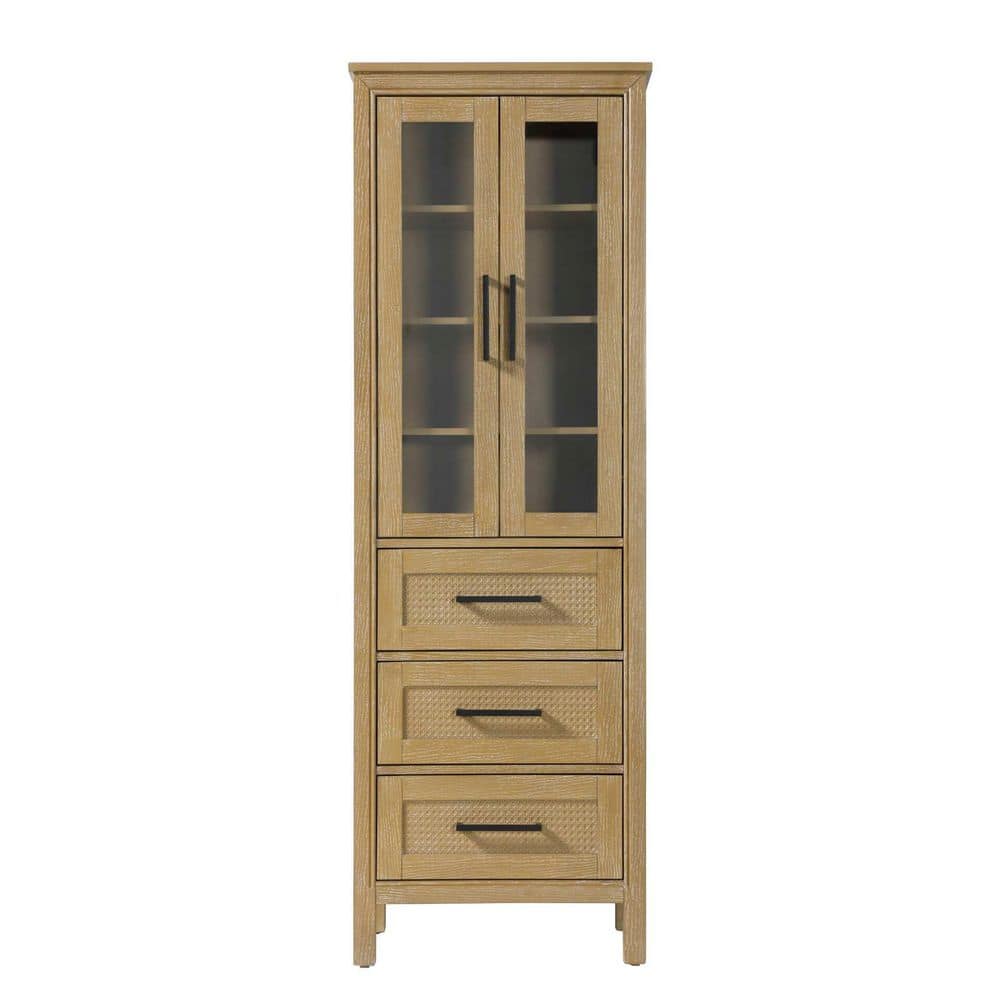 TIMELESS HOME 24 in. W x 18 in. D x 72 in. H Beige Freestanding Linen Cabinet (1)