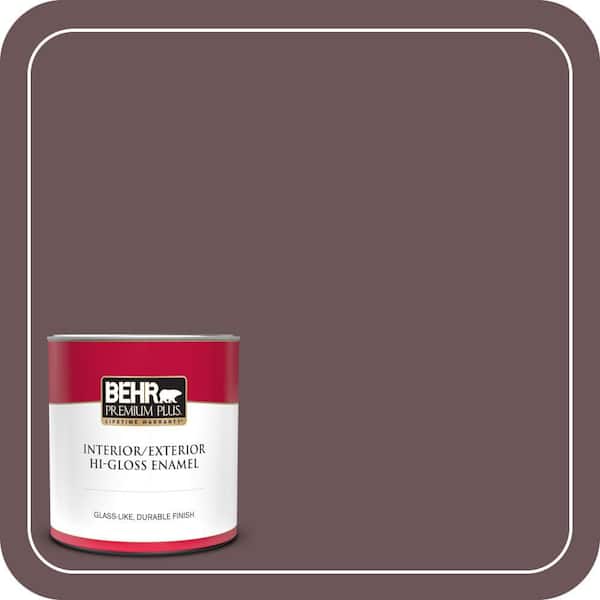 BEHR PREMIUM PLUS 1 qt. #N120-7 Grand Plum Hi-Gloss Enamel Interior/Exterior Paint & Primer (2)