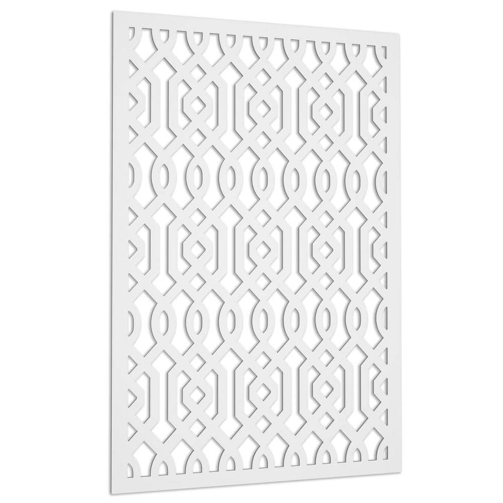 Acurio Latticeworks Azzaria 4 ft. x 32 in. White Vinyl Decorative Screen Panel (2)