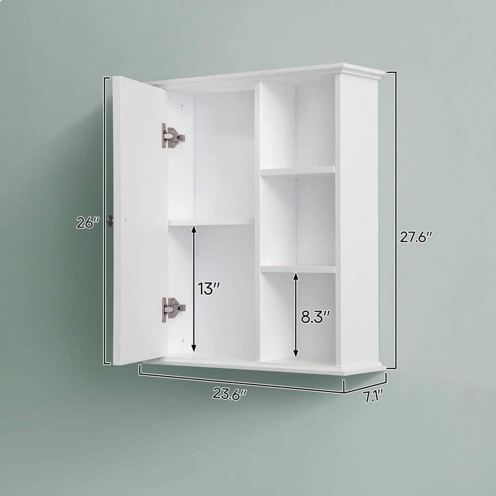 Tahanbath 27.60 in. W x 23.60 in. D x 7.10 in. H Bathroom Storage Wall Cabinet in White (2)