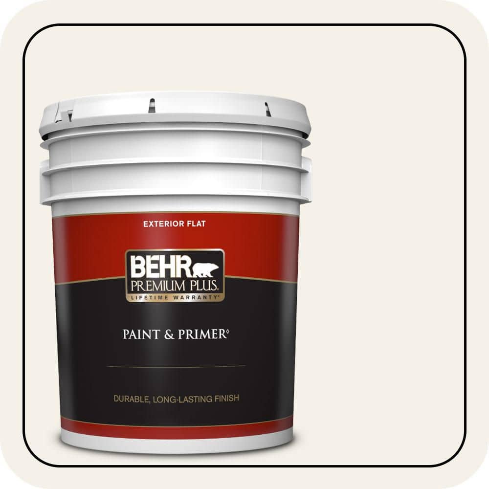 BEHR PREMIUM PLUS 5 gal. #W-B-200 Popped Corn Flat Exterior Paint & Primer