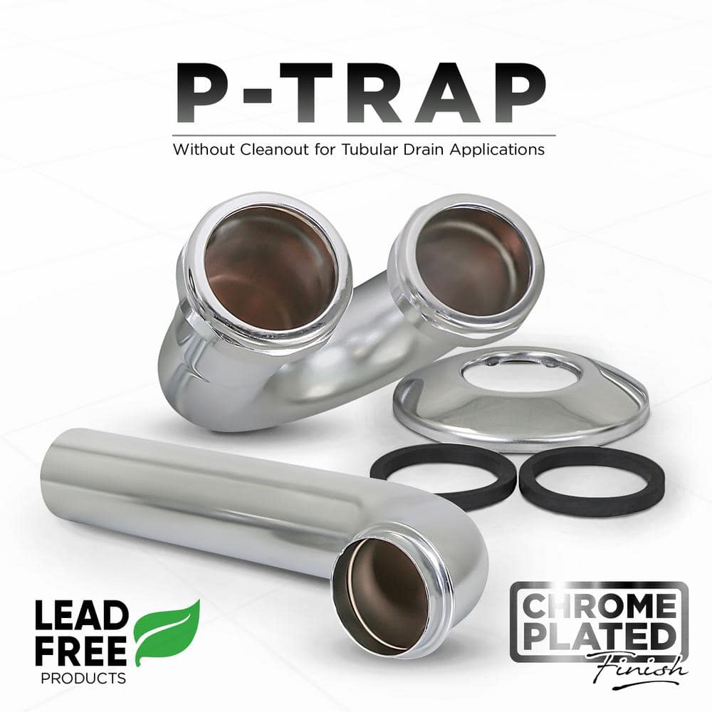 PLUMBFLEX 1-1/2 in. P-Trap for Tubular Drain Applications, 22GA Chrome Plated Brass (3)
