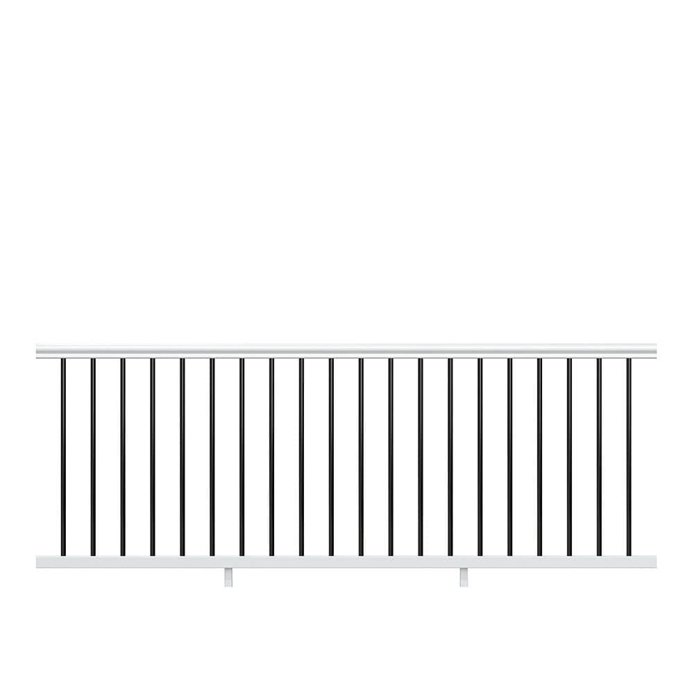 Veranda Traditional 8 ft. x 36 in. (Actual Size: 92 x 33 1/4" in.) White PolyComposite Vinyl Rail Kit with Black Metal Balusters (1)