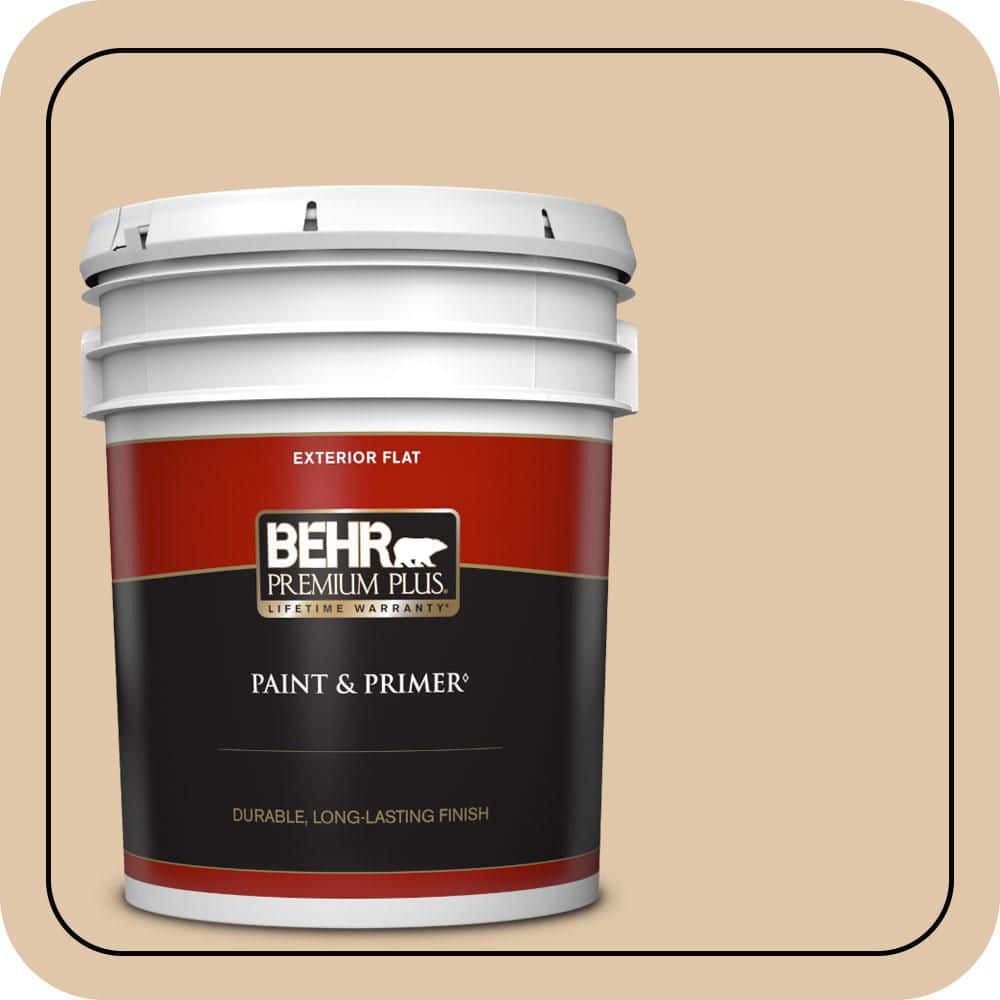BEHR PREMIUM PLUS 5 gal. #S260-2 Pumpkin Seed Flat Exterior Paint & Primer