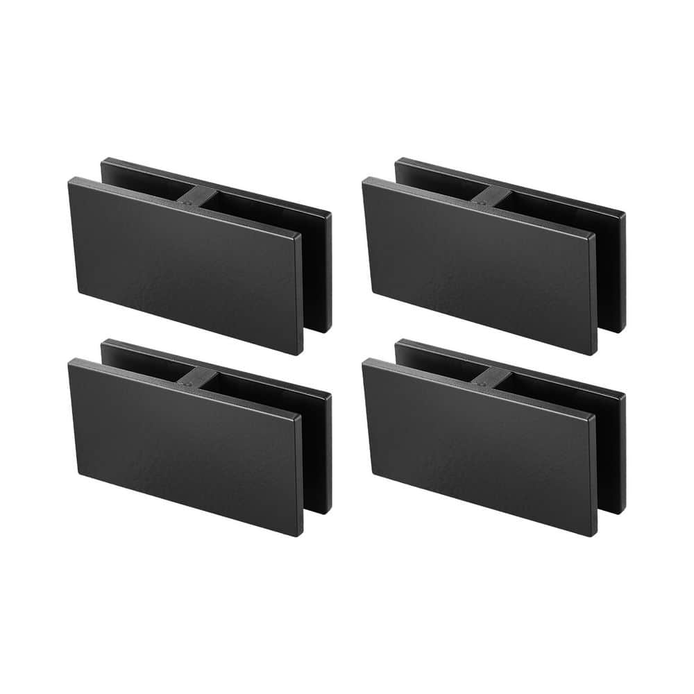 SVOPES Glass Clamp, 0.8 in. x 1.97 in. 4-Pieces Black Rectangle Railing Bracket, 304-Stainless Steel Stair Railing Kit (1)