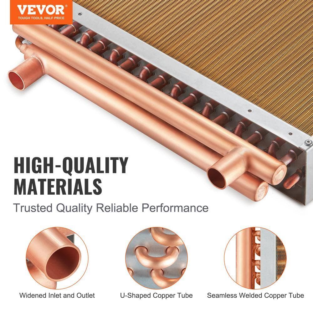 VEVOR Heat Exchanger Water to Air 18 in. x 20 in. with 3-Row 3/8 in. Copper Ports 242-Aluminum Fins Heat Exchanger for Outdoor (2)