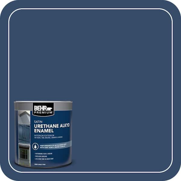 BEHR PREMIUM 1 qt. #580D-7 Deep Royal Satin Enamel Urethane Alkyd Interior/Exterior Paint (2)