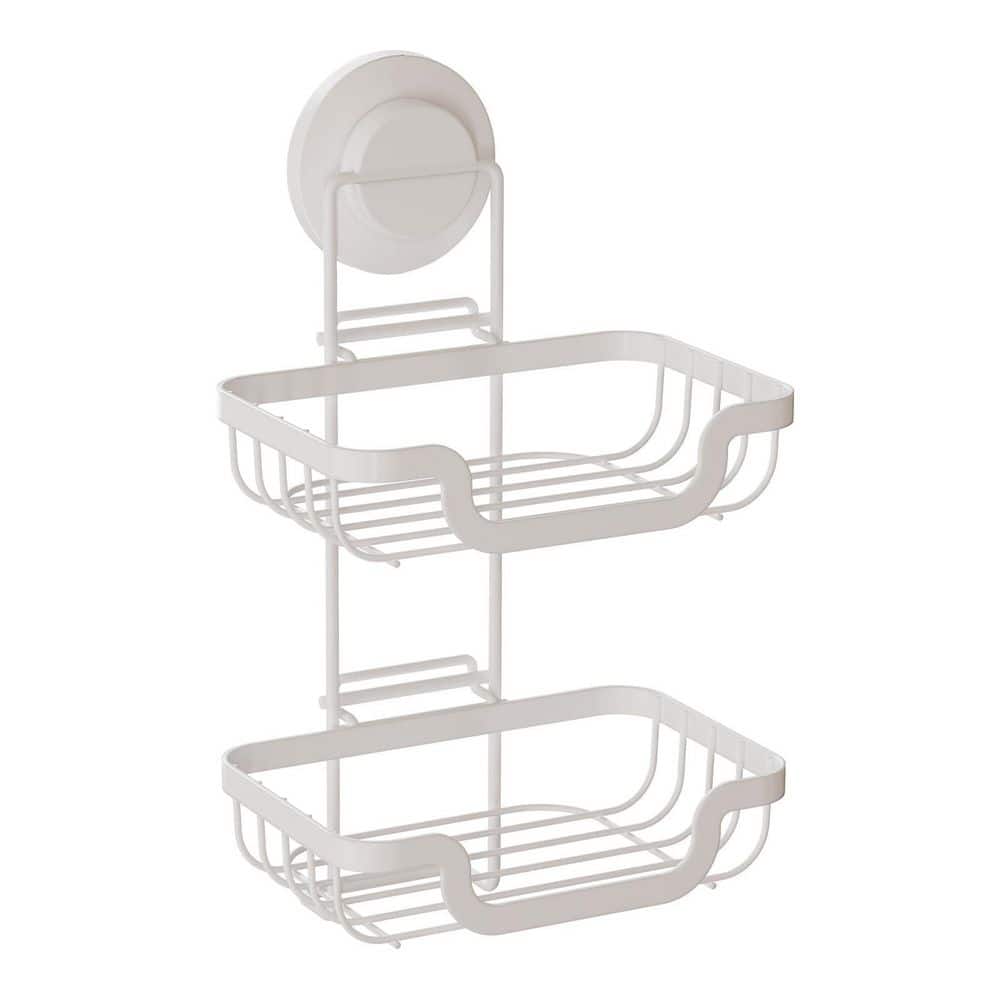 Wudkey Double Layer Rustproof Stainless Steel Soap Holder Drill-Free Bar Soap Dish Tray Suction Cup, Draining for Wall in White (1)